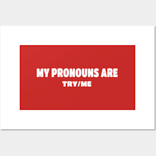 My Pronouns Are Try Me Pronoun Posters and Art